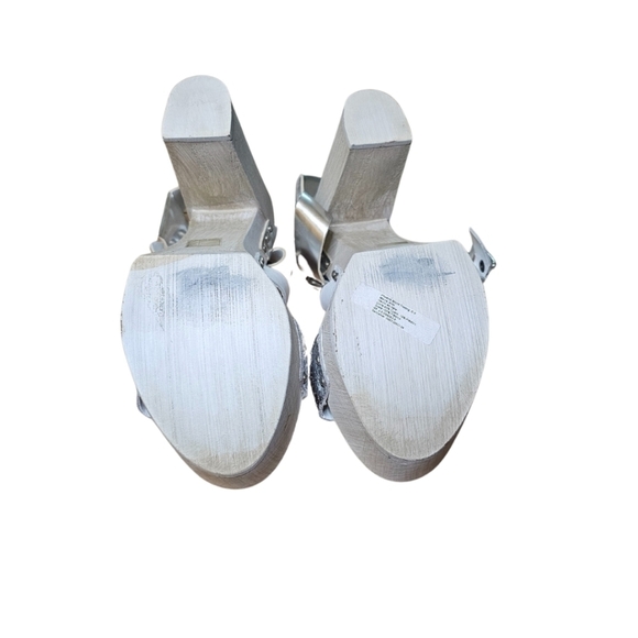 Aldo White and Silver Leather Platform Sandals Size 9 - Picture 5 of 6